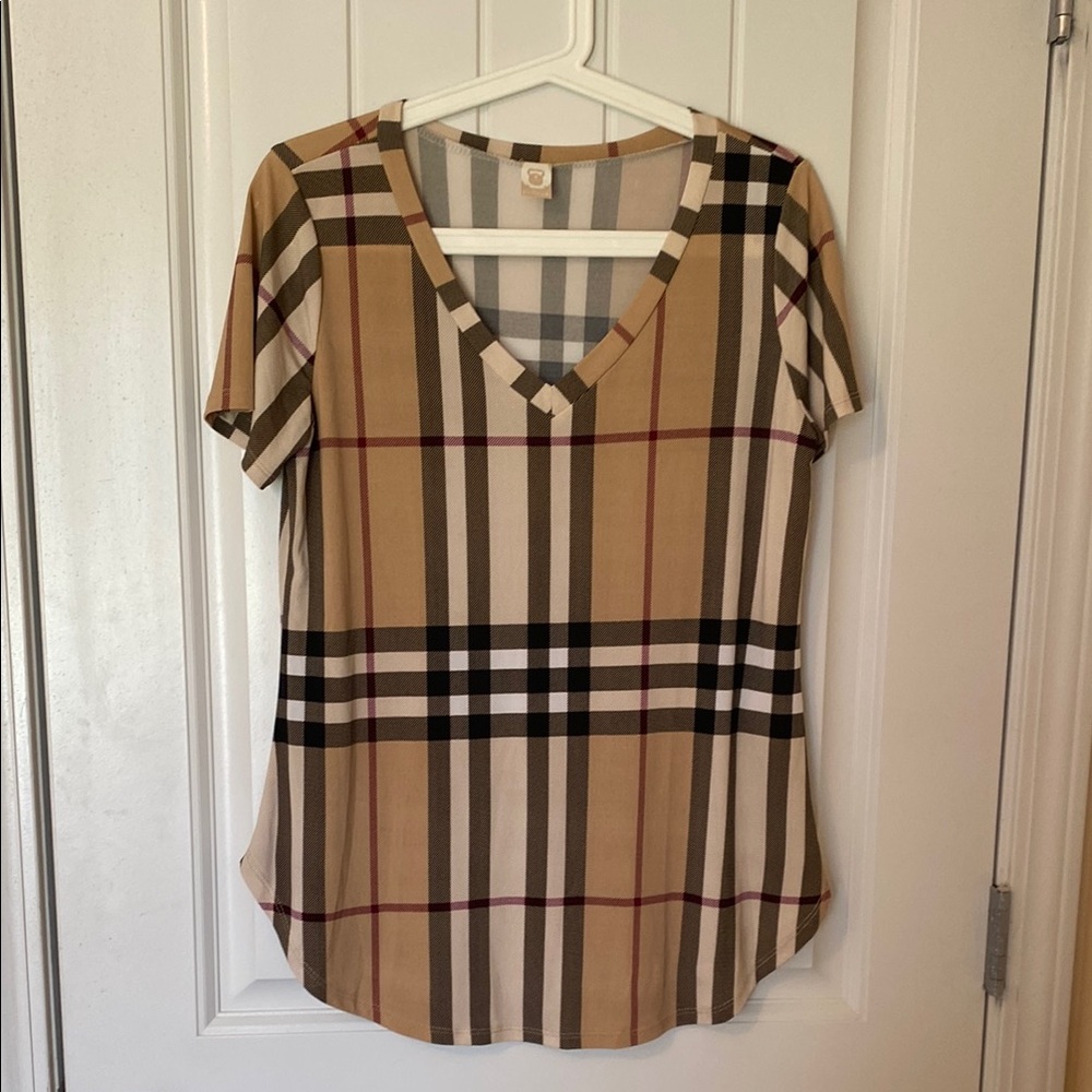 Plaid V-Neck Women's Top